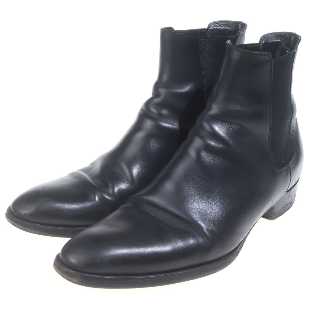 Saint Laurent Paris Classic Eddie Chelsea Boots Side Gore Leather Shoes Black — view 2
