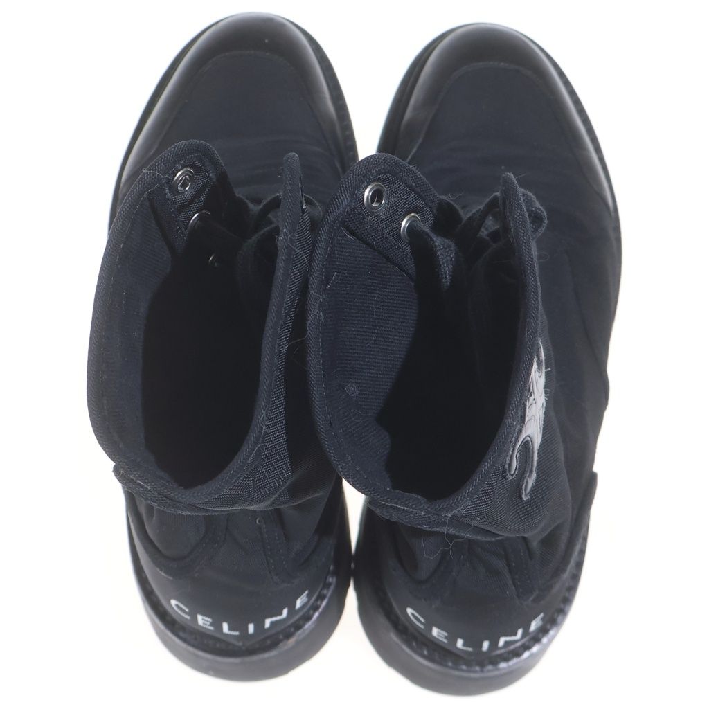 Celine Logo Lace Up Short Boots Rugged Sole Black — view 4
