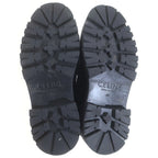 Celine Logo Lace Up Short Boots Rugged Sole Black — view 5