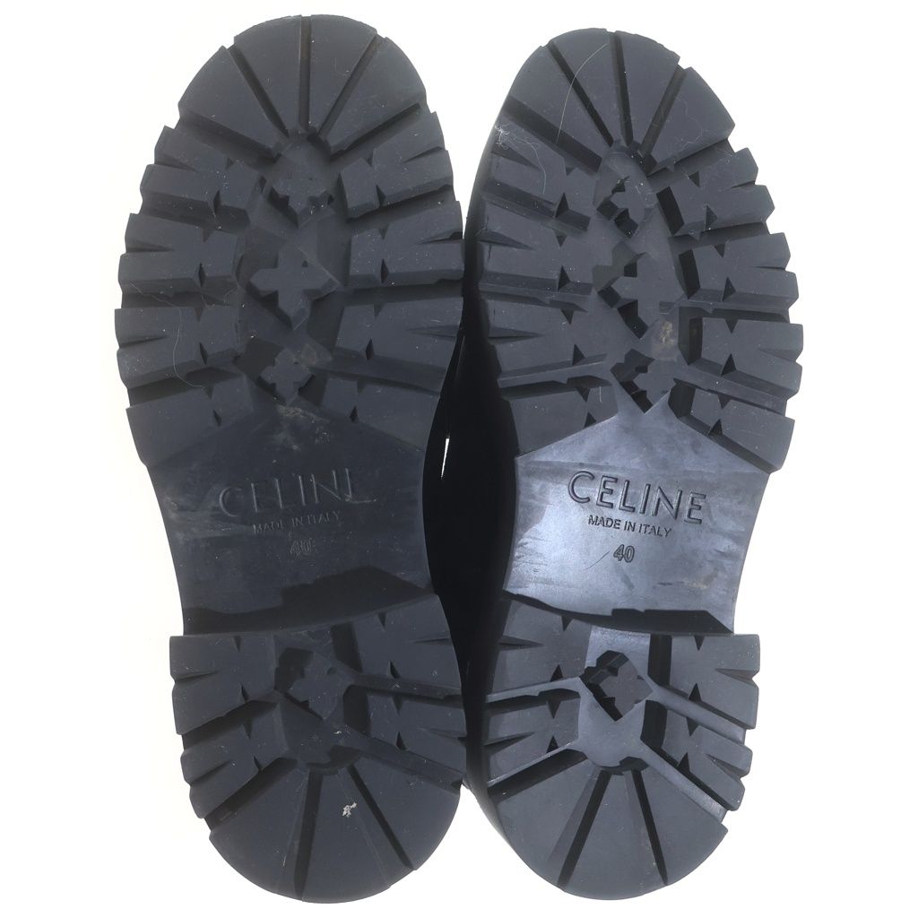 Celine Logo Lace Up Short Boots Rugged Sole Black — view 5