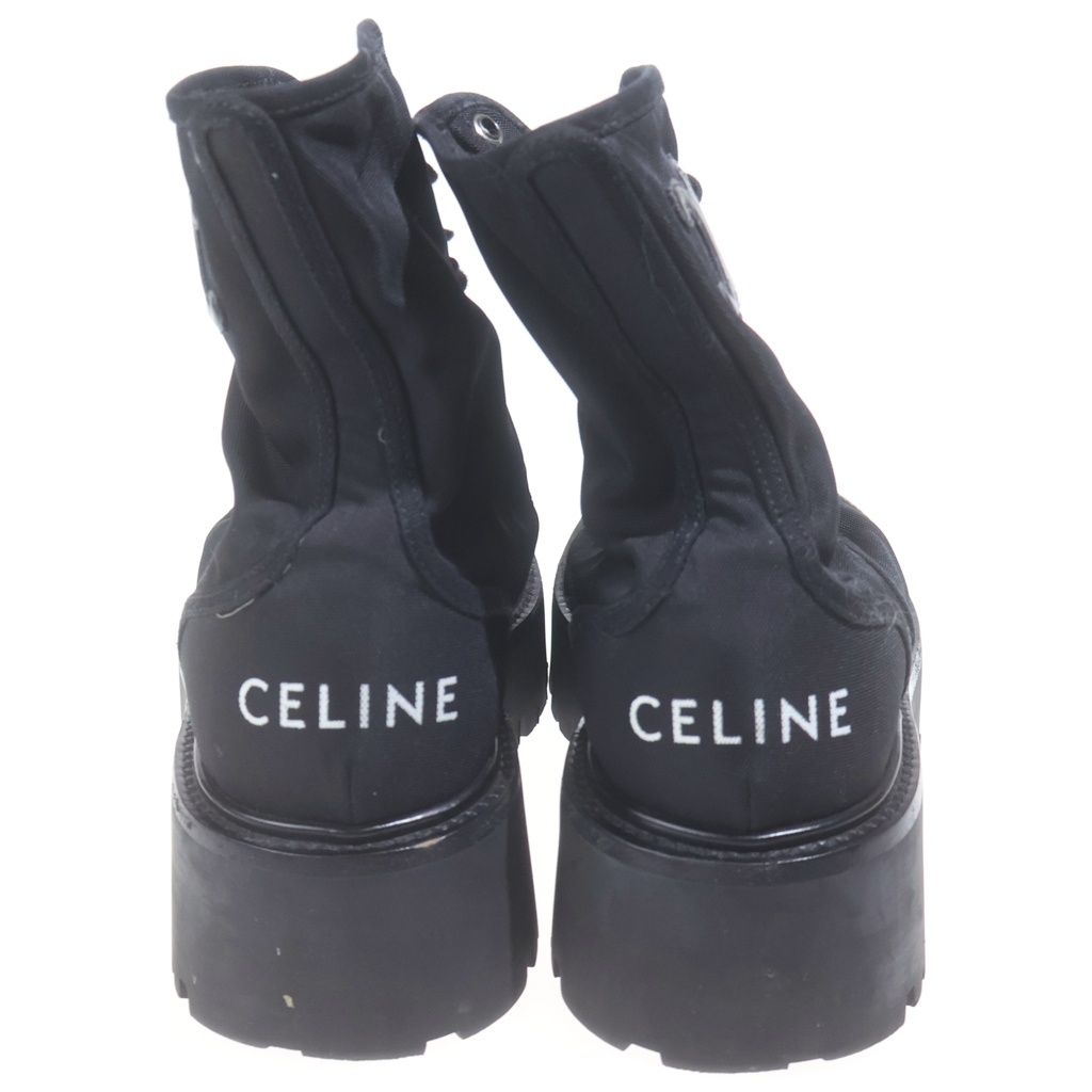 Celine Logo Lace Up Short Boots Rugged Sole Black — view 3