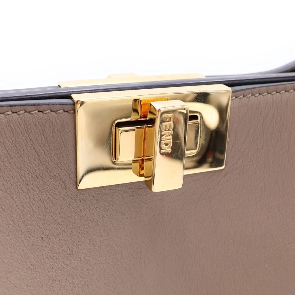 Fendi Peekaboo Essential 2-Way Shoulder Bag Gray Beige Leather Gold — view 6