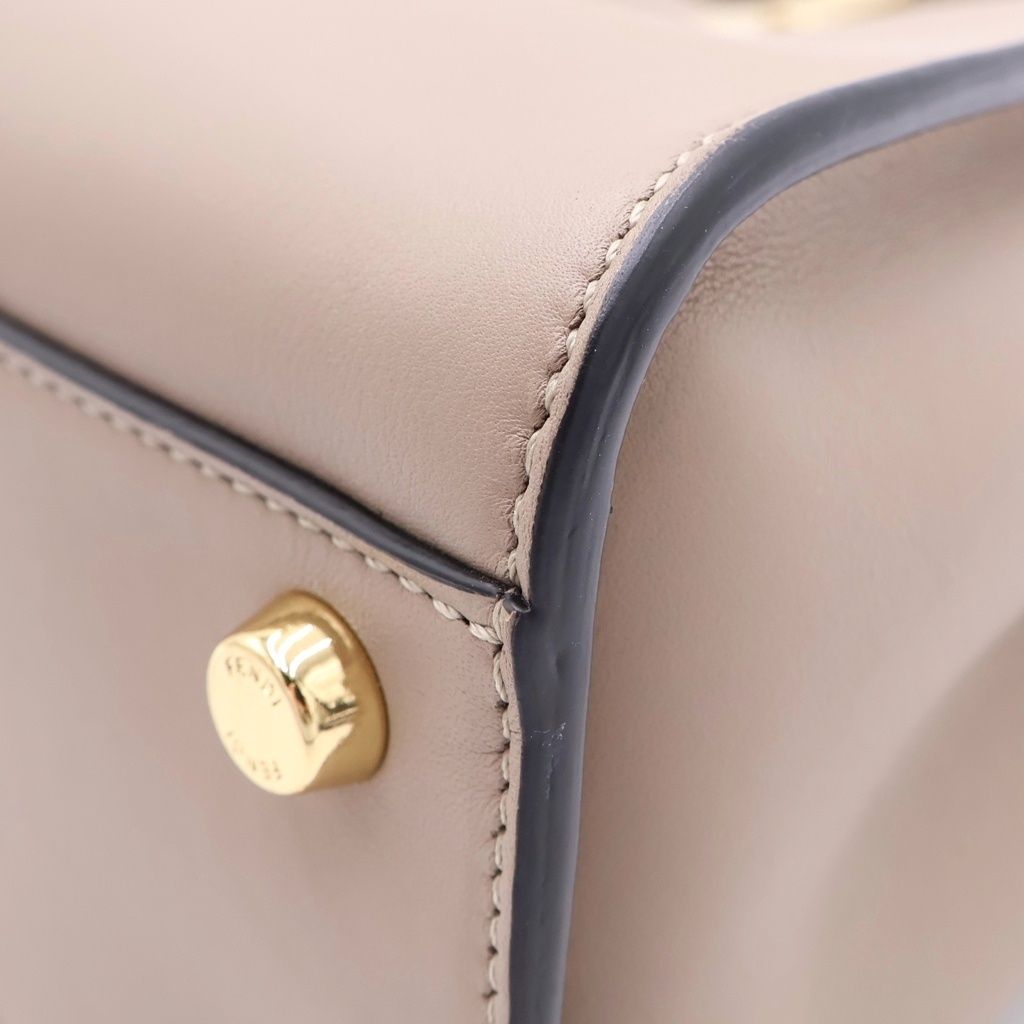Fendi Peekaboo Essential 2-Way Shoulder Bag Gray Beige Leather Gold — view 5