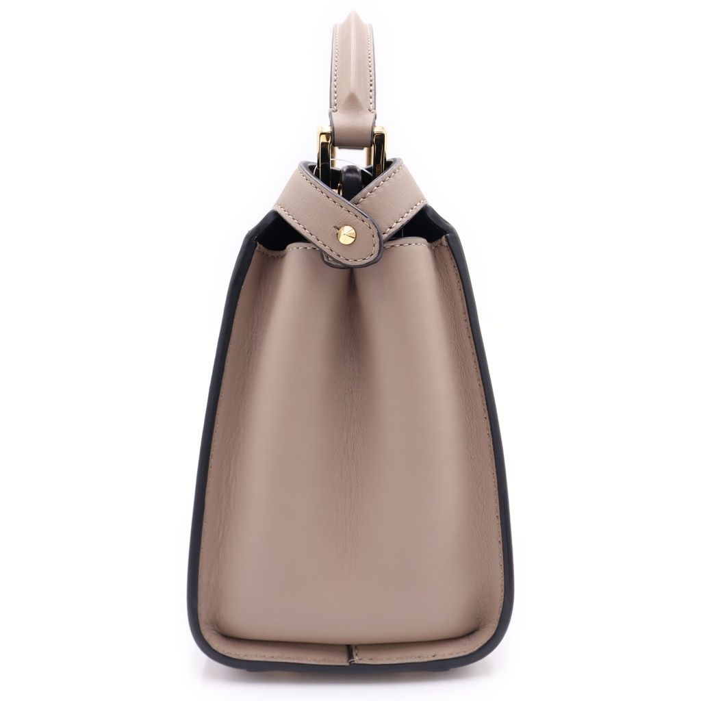 Fendi Peekaboo Essential 2-Way Shoulder Bag Gray Beige Leather Gold — view 3