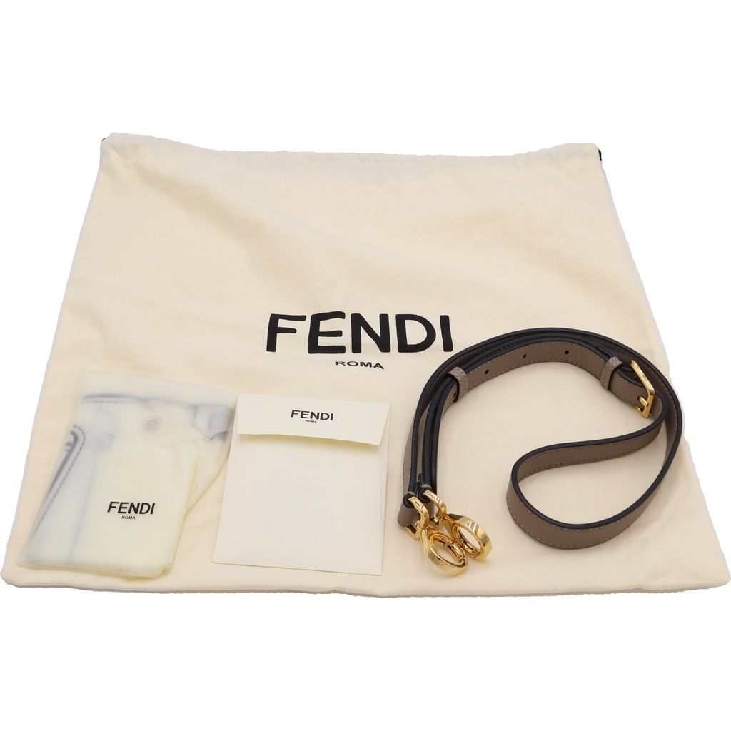 Fendi Peekaboo Essential 2-Way Shoulder Bag Gray Beige Leather Gold — view 8
