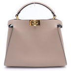Fendi Peekaboo Essential 2-Way Shoulder Bag Gray Beige Leather Gold — view 2