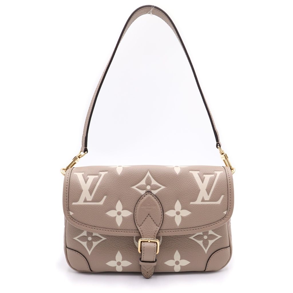 Louis Vuitton Monogram Empreinte Diane Beige Shoulder Bag Leather Gold