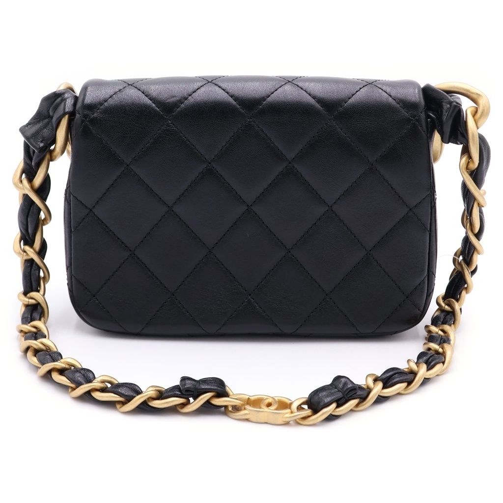 Chanel Quilted 18 Shoulder Bag Chain Black Lambskin Gold — view 2