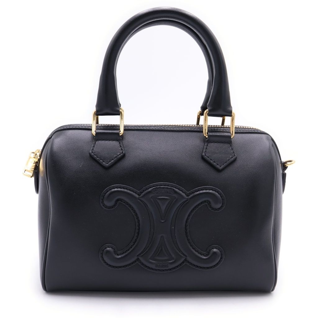 Celine Small Boston Cuill 2-Way Bag Black Leather Gold