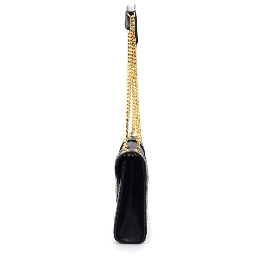Saint Laurent Envelope Chain Shoulder Bag Black Caviar Gold — view 3