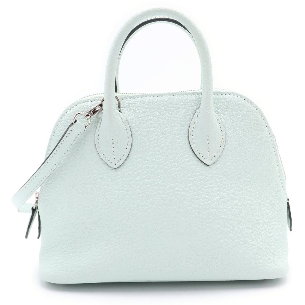Hermes Bolide Mini Chevre Silver 2-Way Shoulder Bag Vert Peppermint Green
