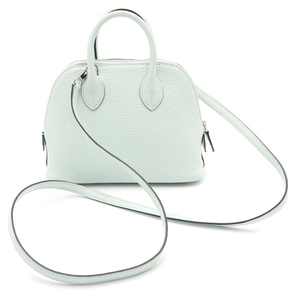 Hermes Bolide Mini Chevre Silver 2-Way Shoulder Bag Vert Peppermint Green — view 2