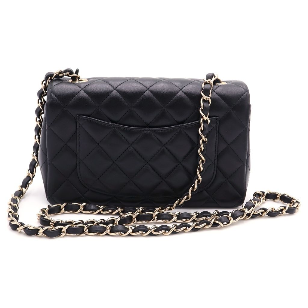 Chanel Quilted 20 S Flap Shoulder Bag Chain Black Lambskin Gold — view 2