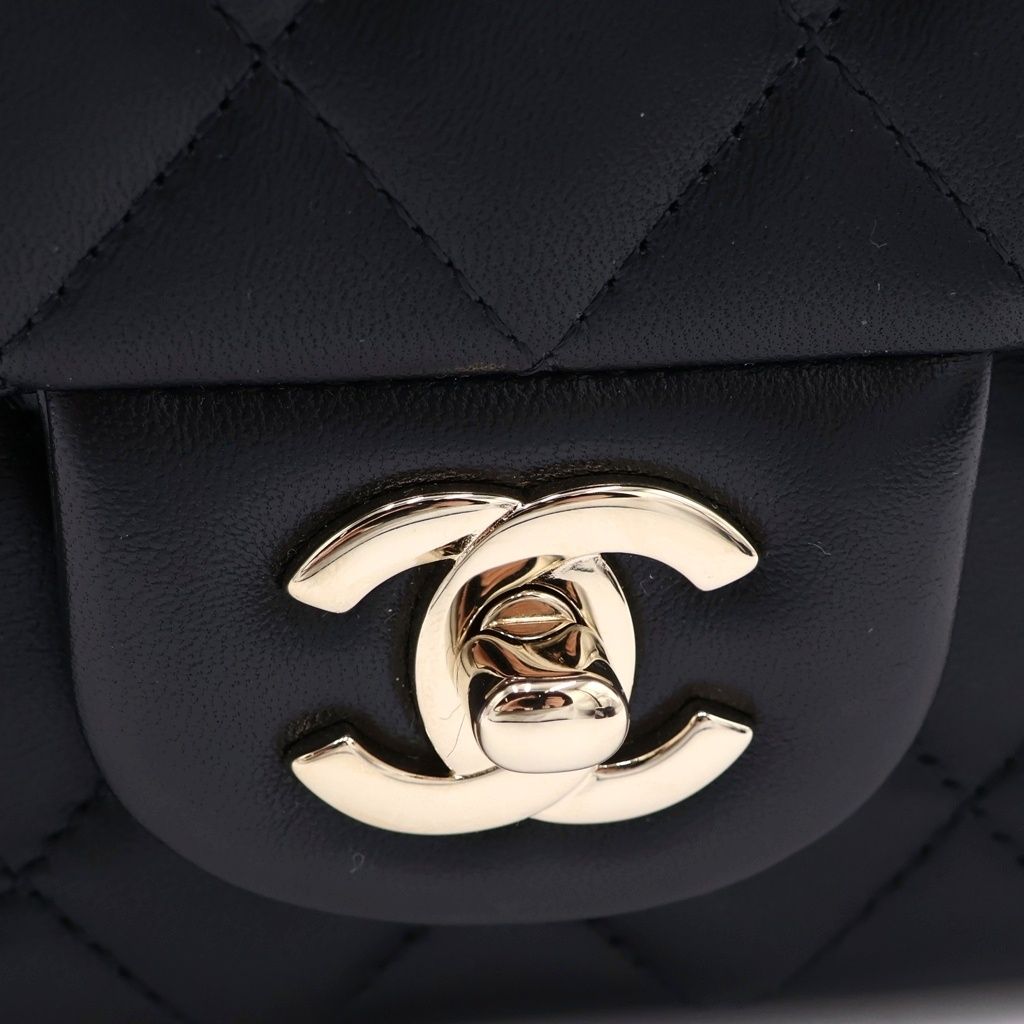 Chanel Quilted 20 S Flap Shoulder Bag Chain Black Lambskin Gold — view 6