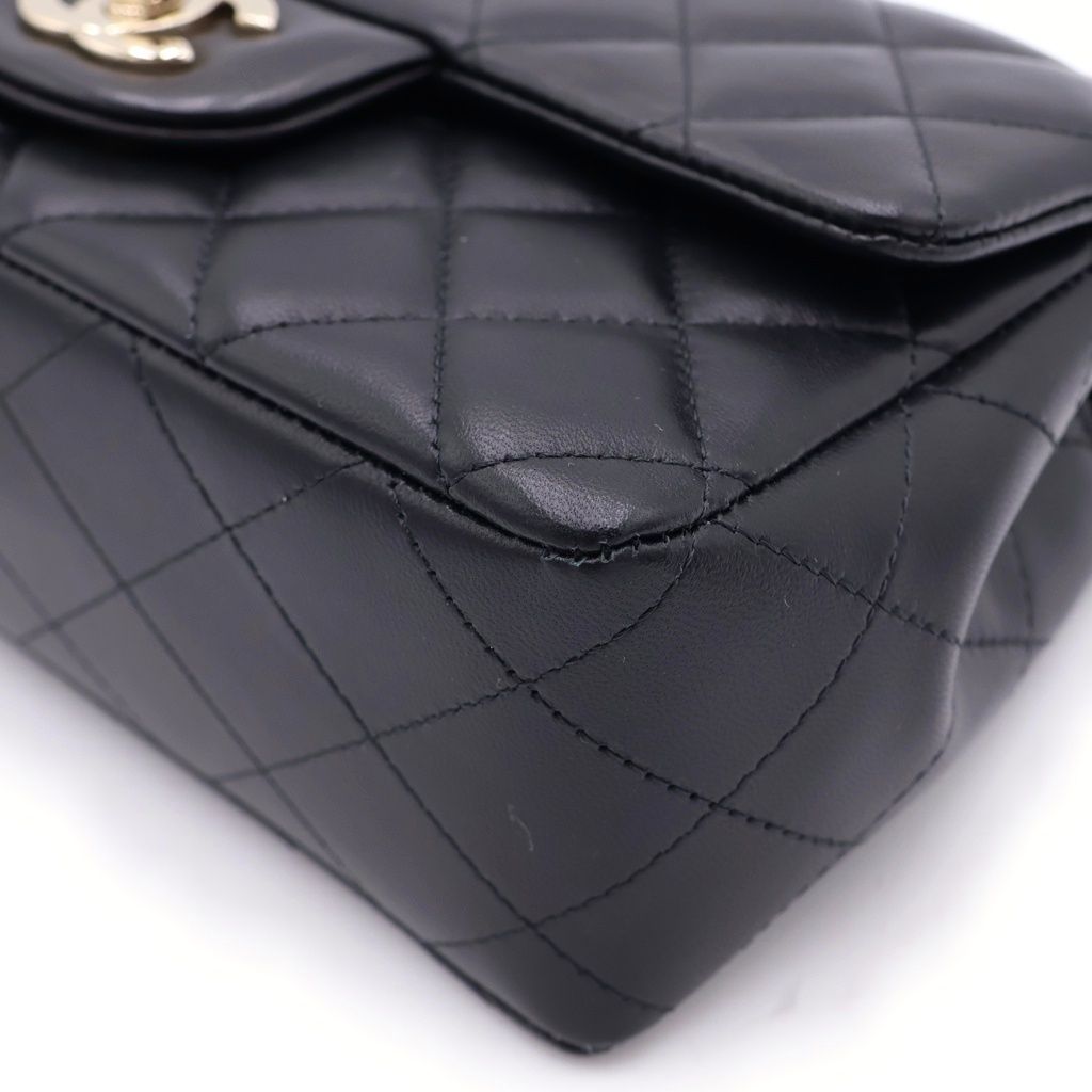 Chanel Quilted 20 S Flap Shoulder Bag Chain Black Lambskin Gold — view 5
