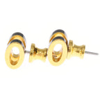 Hermes Mini Pop Logo Earrings Black Gold — view 4