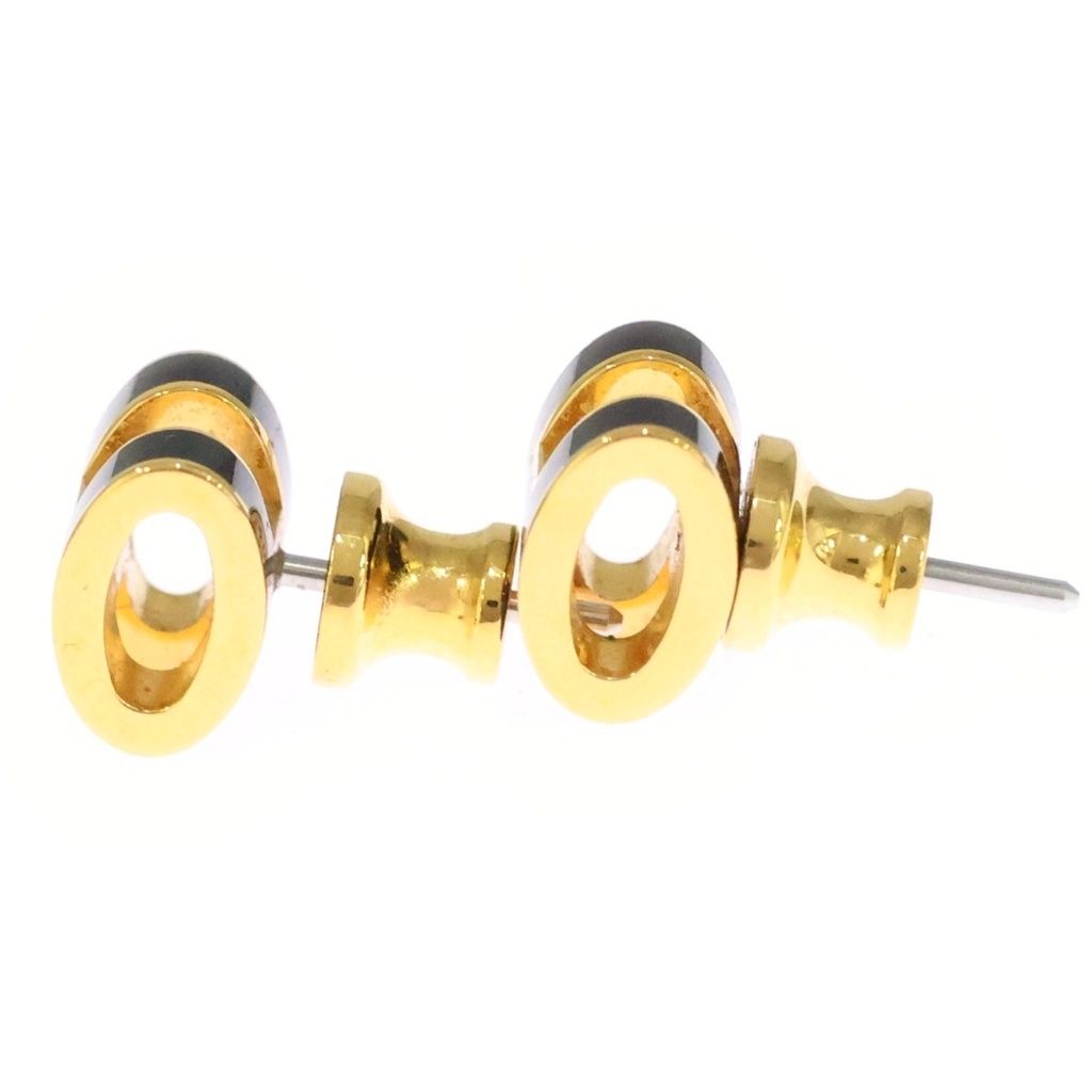 Hermes Mini Pop Logo Earrings Black Gold — view 4