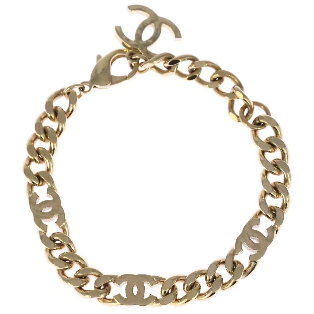 Chanel CC Logo Cub Chain Bracelet Gold Black — view 2