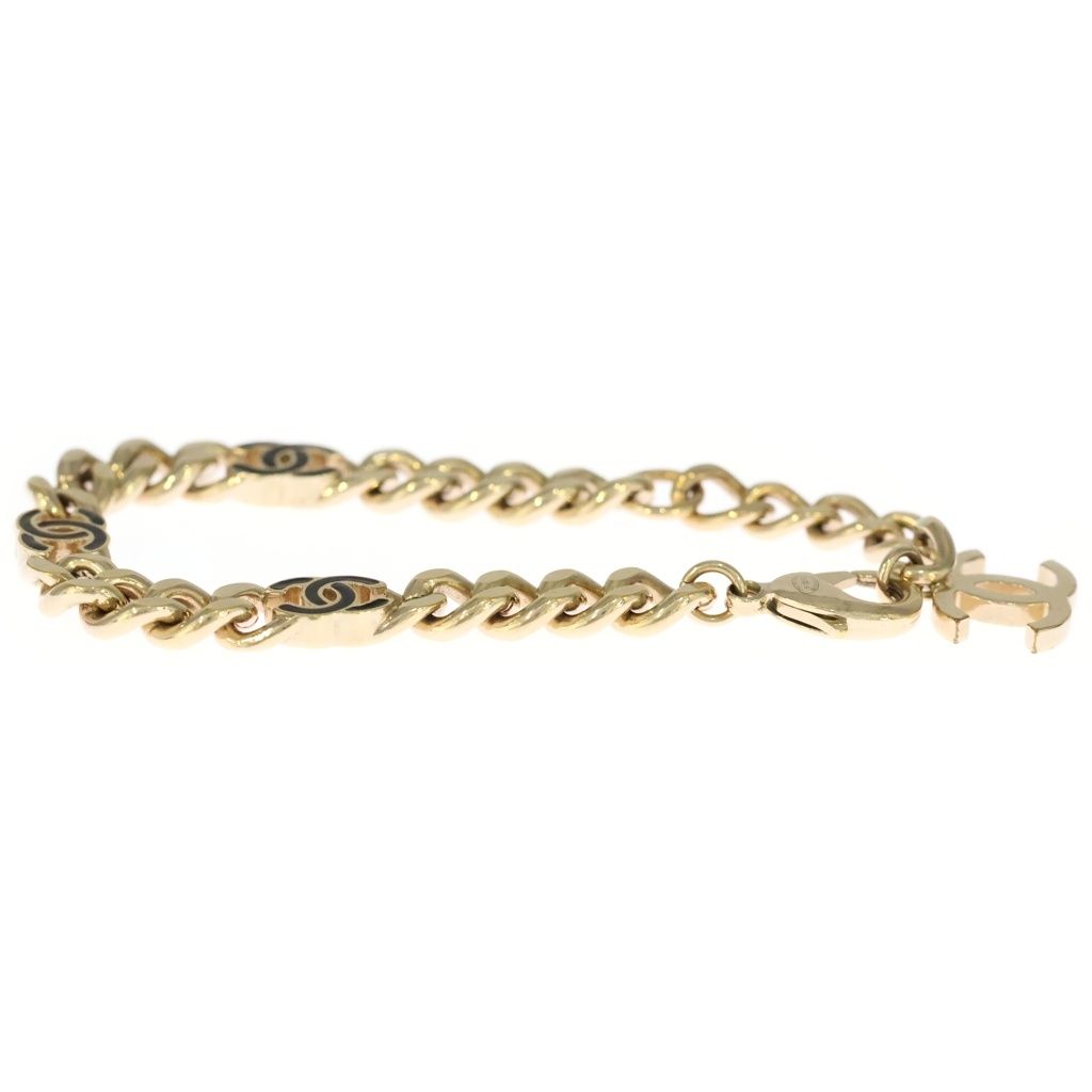 Chanel CC Logo Cub Chain Bracelet Gold Black — view 4