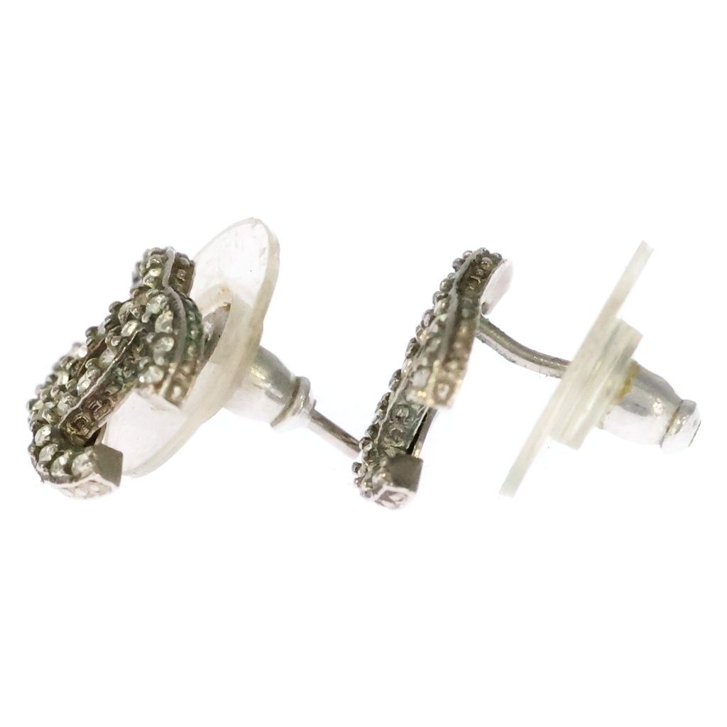 Chanel CC Logo Rhinestone Earrings 15c Silver — view 4