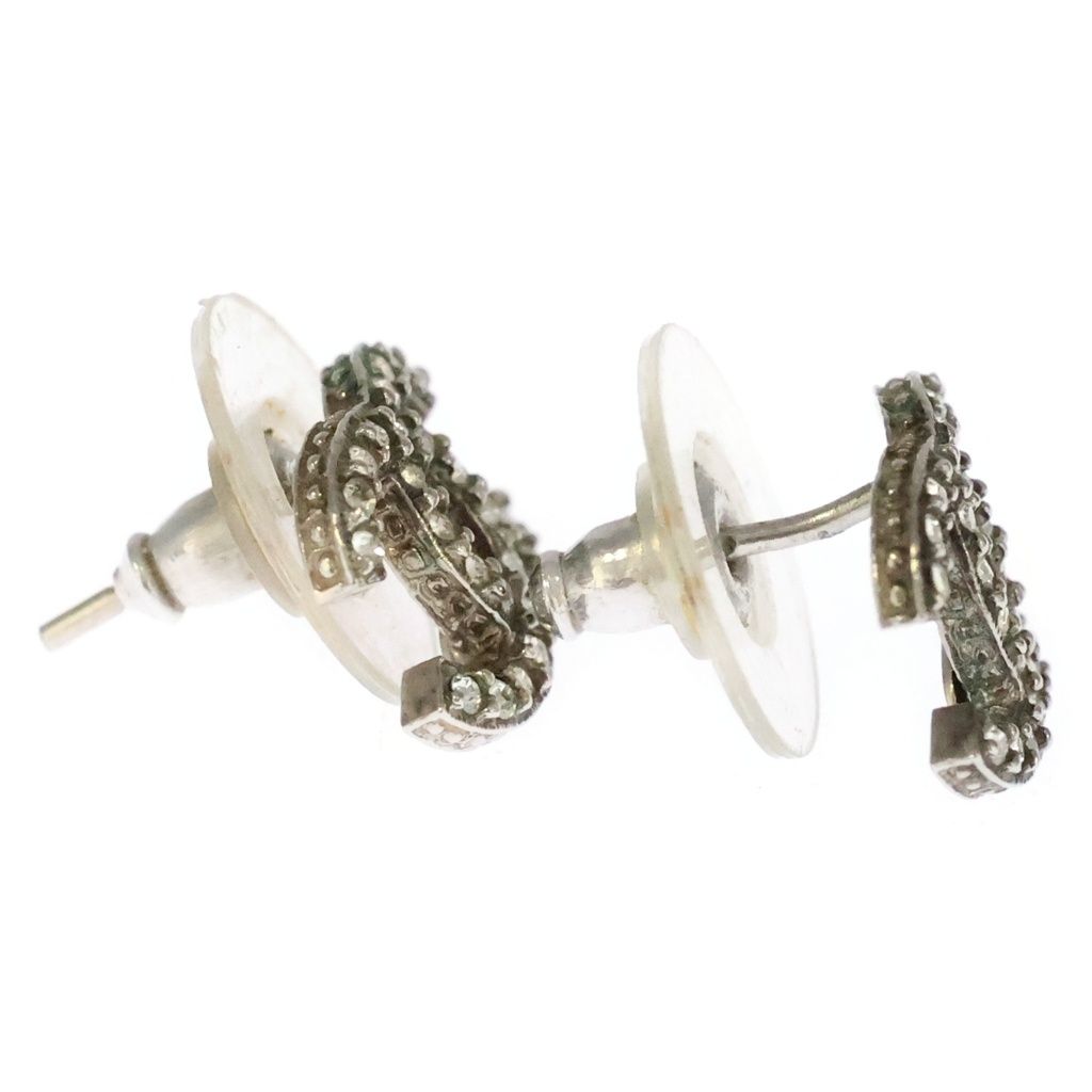 Chanel CC Logo Rhinestone Earrings 15c Silver — view 3