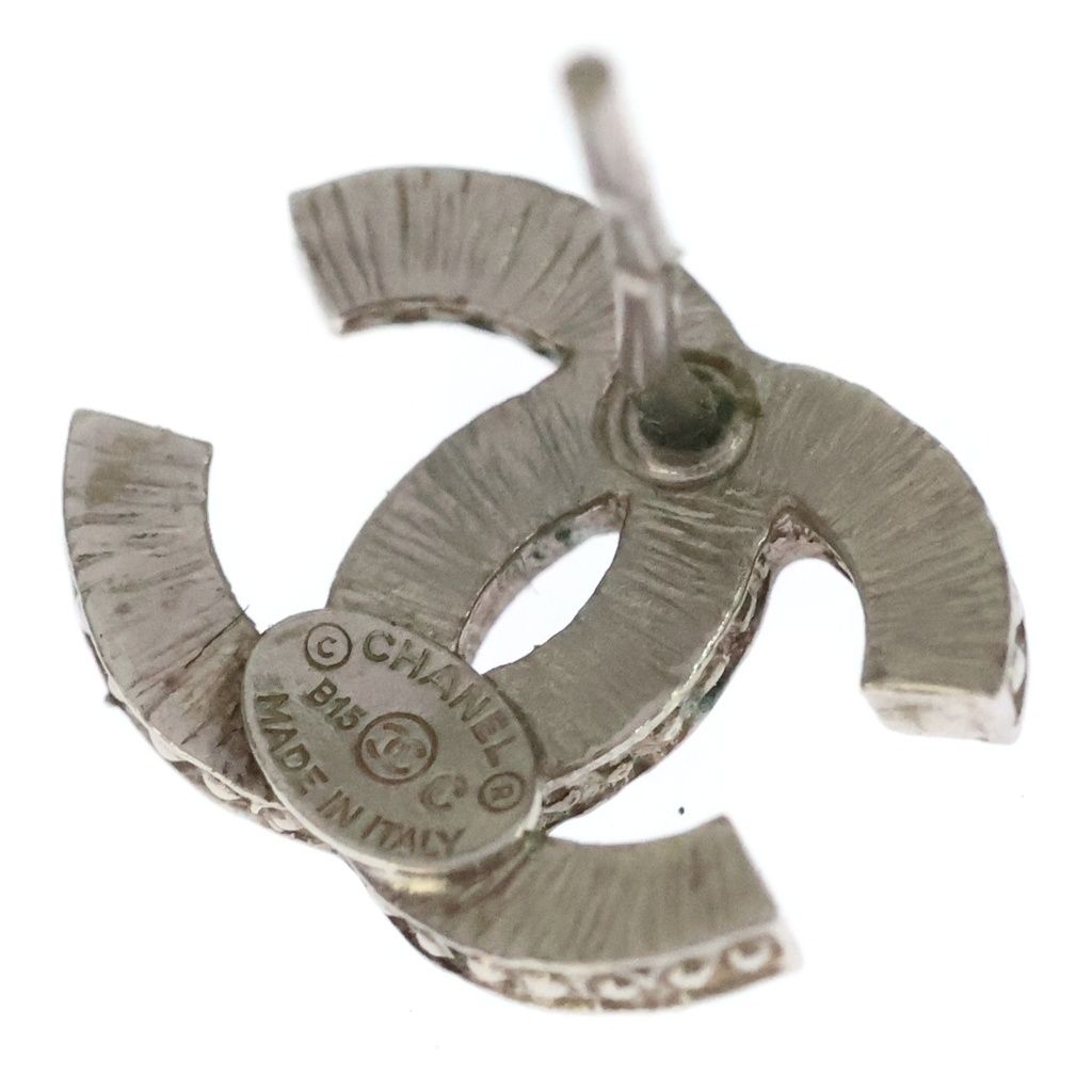 Chanel CC Logo Rhinestone Earrings 15c Silver — view 5