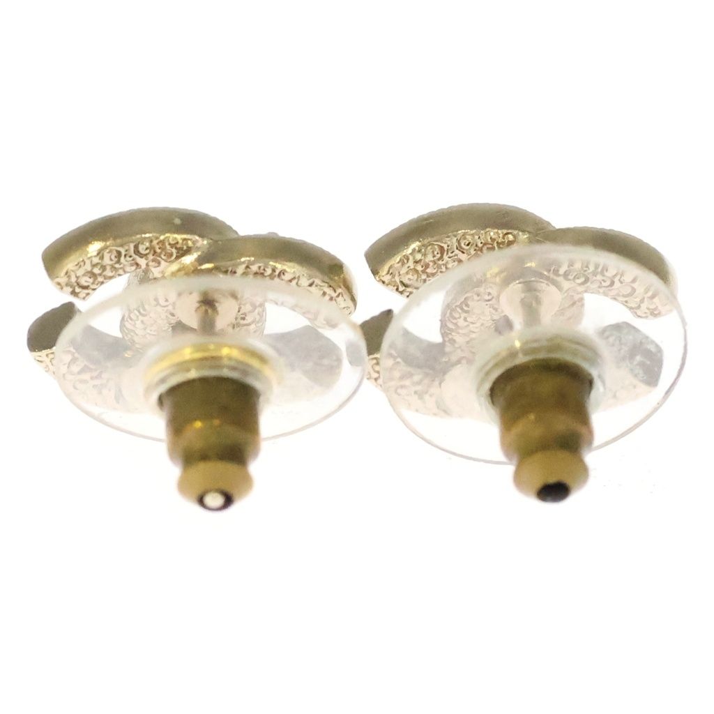 Chanel CC Logo Rhinestone Earrings Gold — view 2