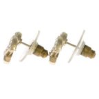 Chanel CC Logo Rhinestone Earrings Gold — view 4