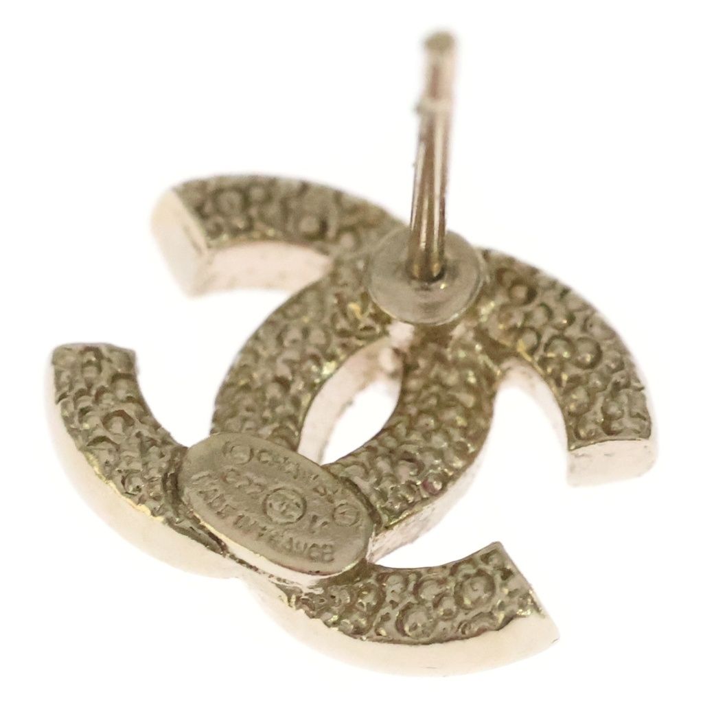 Chanel CC Logo Rhinestone Earrings Gold — view 5