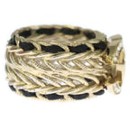 Chanel CC Logo Chain Rhinestone Leather Ring Gold — view 3