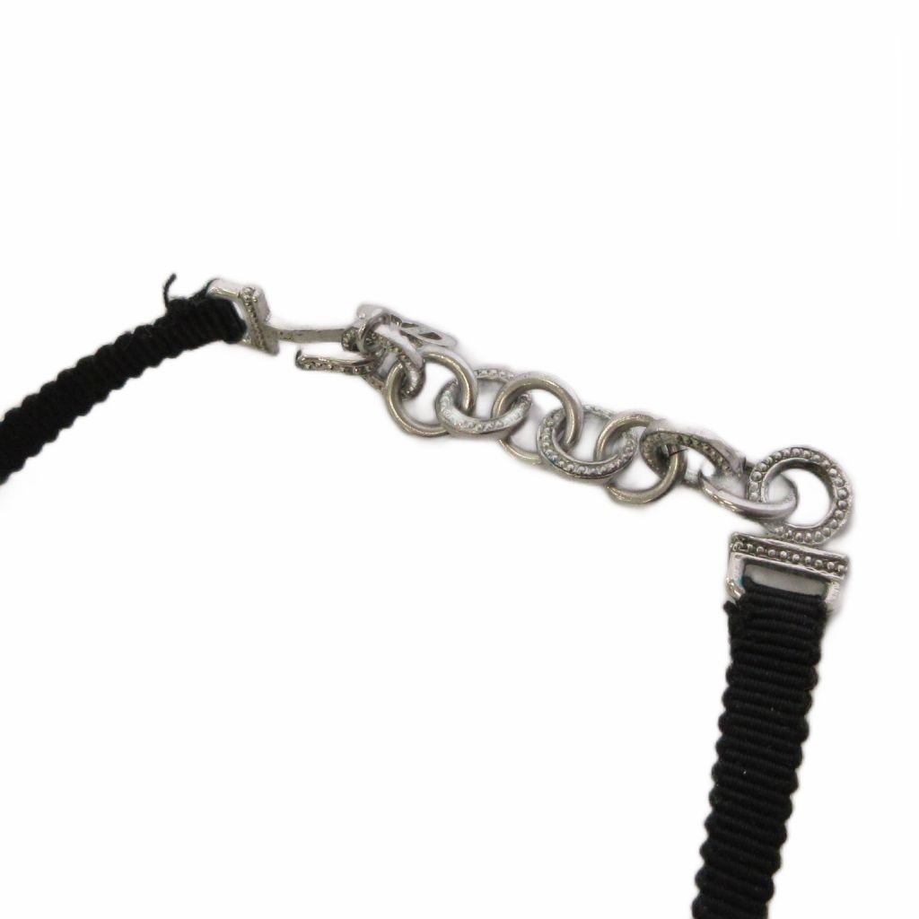 Dior Choker Ribbon Silver Color Black Necklace — view 3