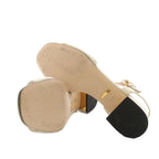 Gucci Horsebit Sandals Ankle Strap Chunky Heels Leather 35.5 Beige Gold YT — view 6
