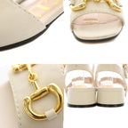 Gucci Horsebit Sandals Ankle Strap Chunky Heels Leather 35.5 Beige Gold YT — view 7