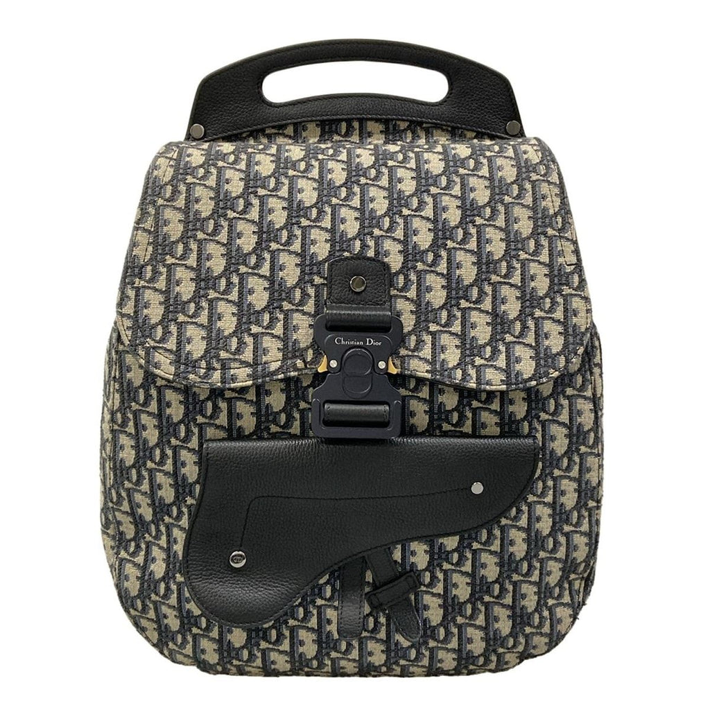 Dior Backpack Gallop Oblique Navy Ivory Leather