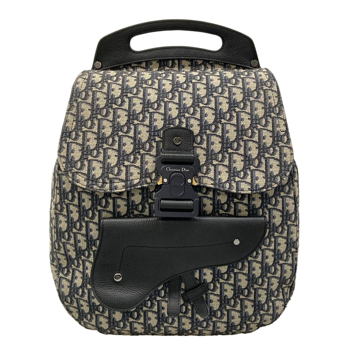 Dior Backpack Gallop Oblique Navy Ivory Leather