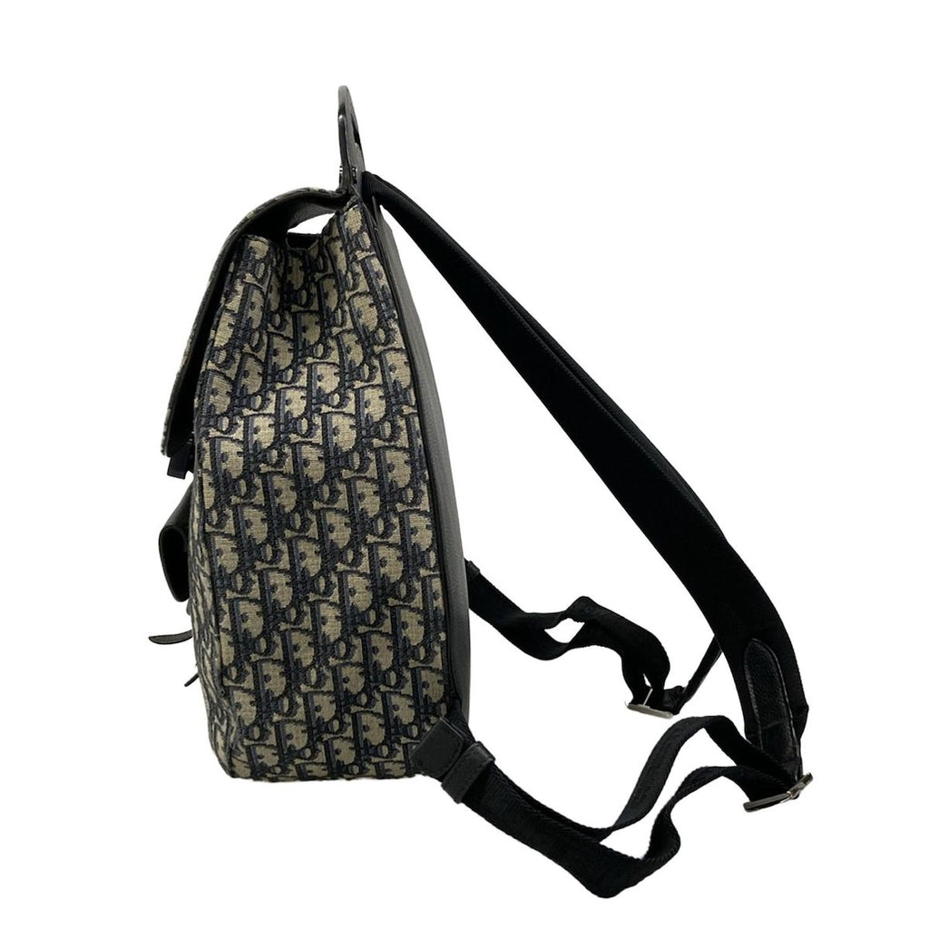 Dior Backpack Gallop Oblique Navy Ivory Leather — view 4