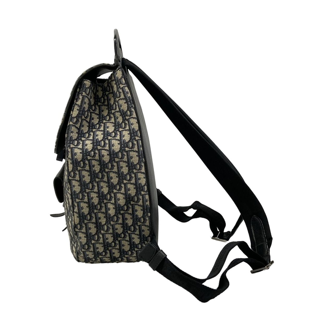 Dior Backpack Gallop Oblique Navy Ivory Leather — view 4