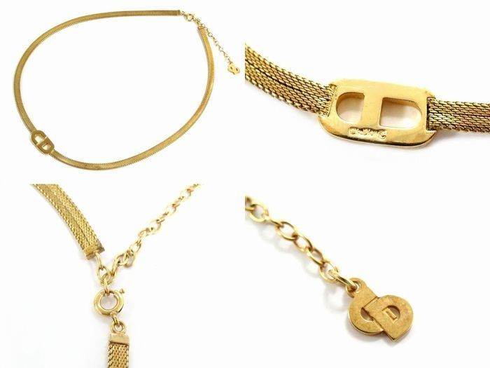 Dior Choker Vintage Necklace CD Logo Gold — view 2