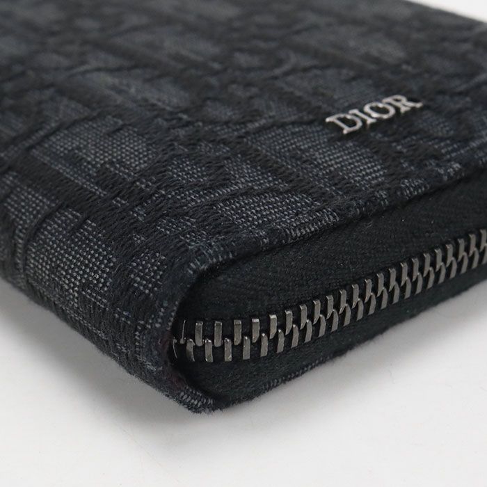 Dior Long Zip Wallet Oblique Zip Around Jacquard — view 5