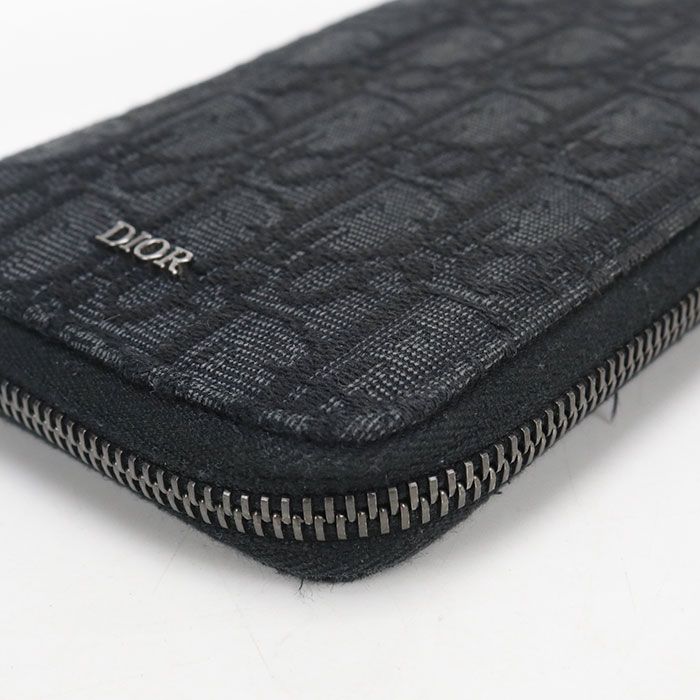Dior Long Zip Wallet Oblique Zip Around Jacquard — view 9
