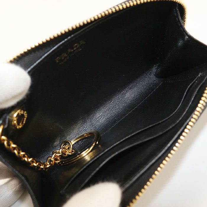 Prada Saffiano Leather Key Chain Coin Purse Calf — view 3
