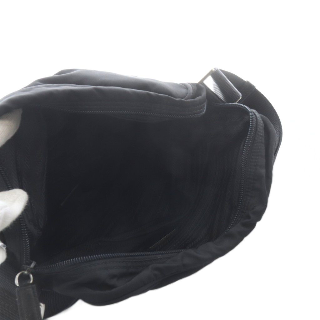 Prada Plate Nylon Shoulder Bag Black — view 5