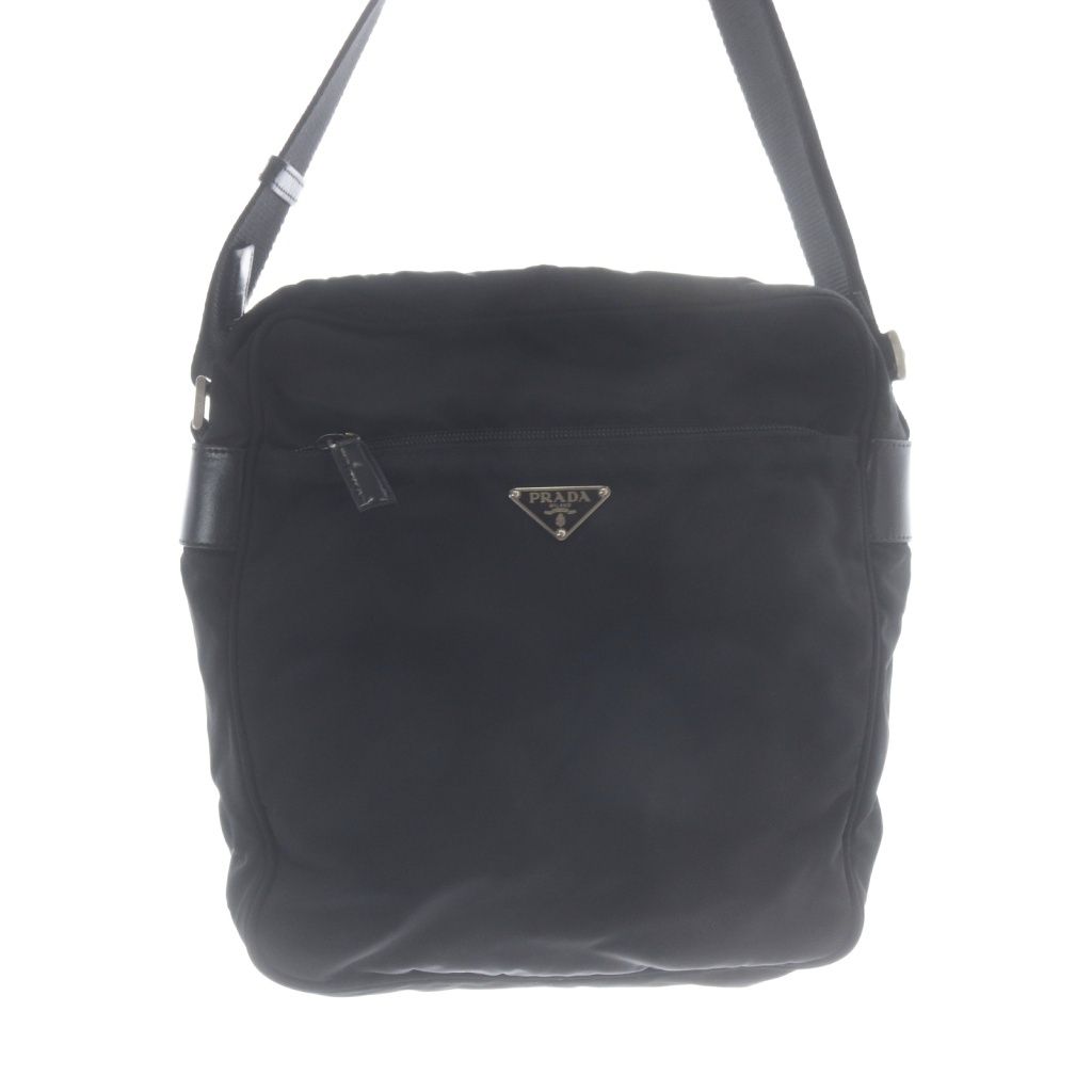 Prada Plate Nylon Shoulder Bag Black — view 3