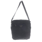Prada Plate Nylon Shoulder Bag Black