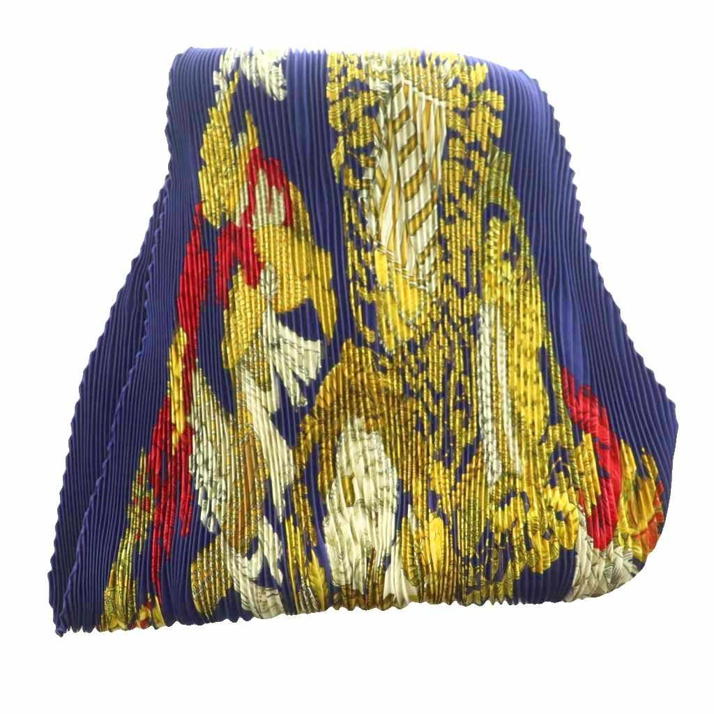 Hermes Chapeau Pleats Carre Plisse Scarf Silk Multicolor Blue Ivory SS — view 2