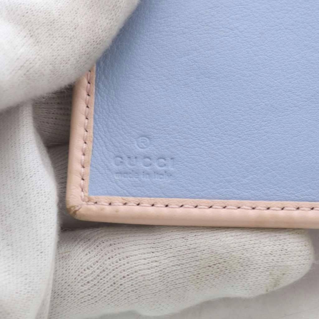 Gucci Double GG Marmont Wallet Bifold Bicolor Leather Pink Blue — view 3