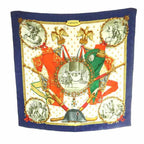 Hermes Napoleon Carre 90 Scarf Silk Multicolor Blue White SS