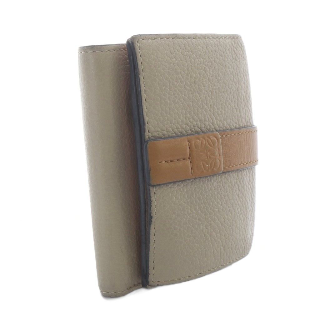 Loewe Trifold Wallet Anagram Leather Bicolor Beige Salmon Pink — view 4