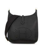Hermes Shoulder Bag Evelyne 3 PM Black Gold Taurillon Clemence