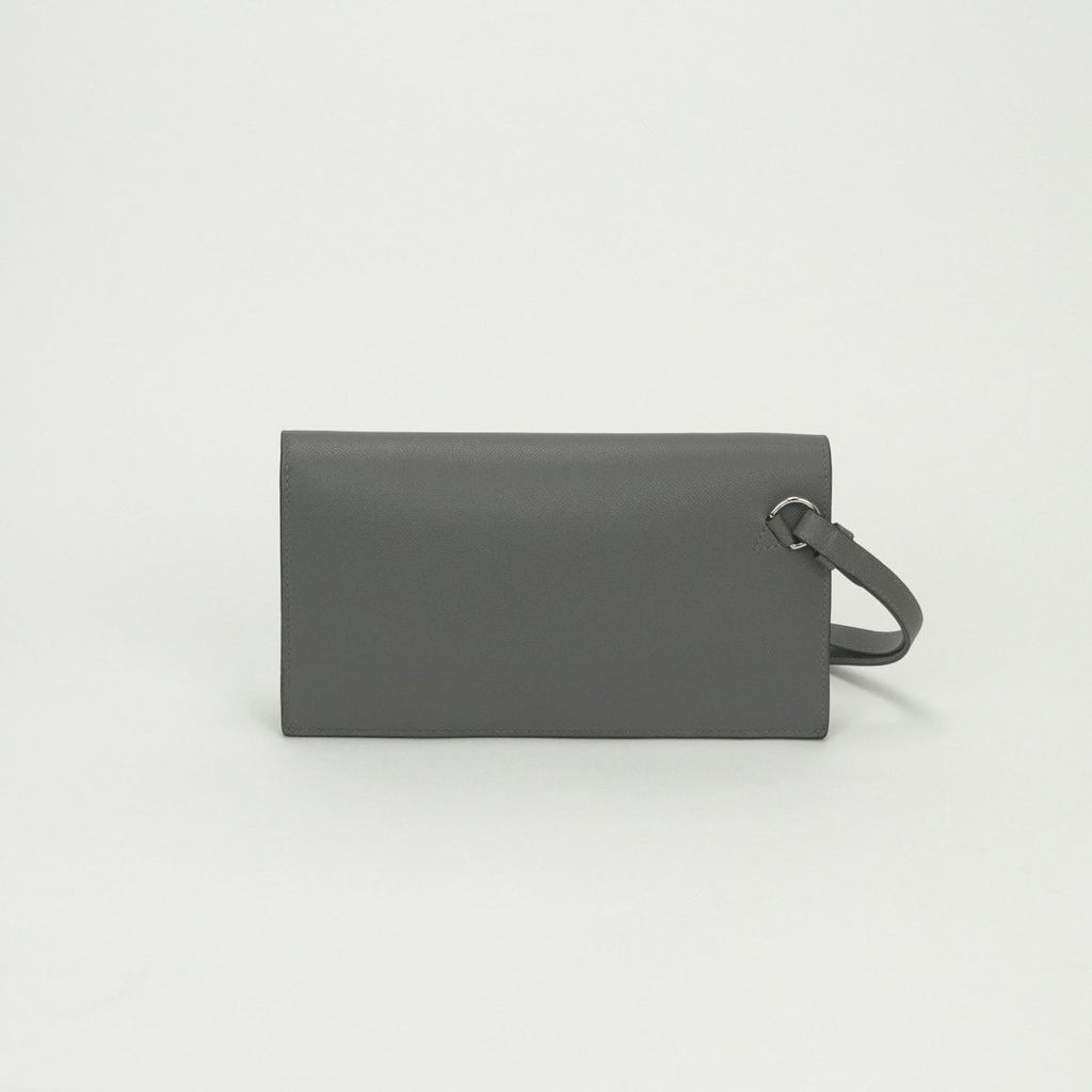 Hermes Kelly Pocket Wallet Madame Grismeyer Gray Silver Clutch — view 2